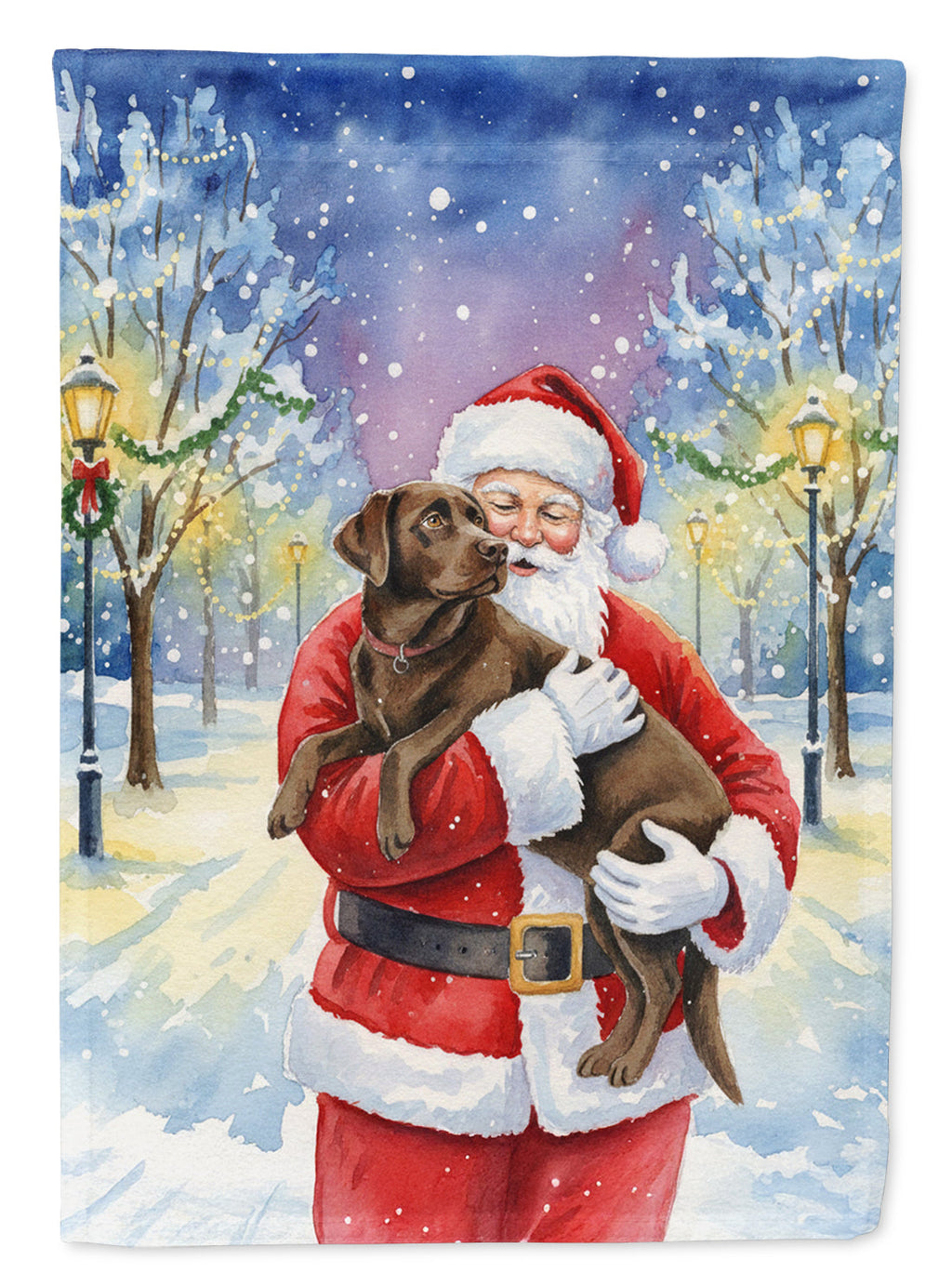 Chocolate Labrador Retriever with Santa Claus Garden Flag Mailbox Decorative Yard Banner Outside Patio Artwork for Flower Beds, Garden Size, Multicolor