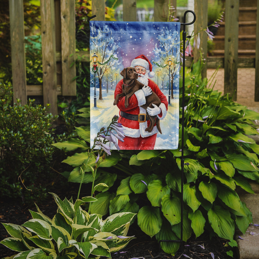 Chocolate Labrador Retriever with Santa Claus Garden Flag Mailbox Decorative Yard Banner Outside Patio Artwork for Flower Beds, Garden Size, Multicolor