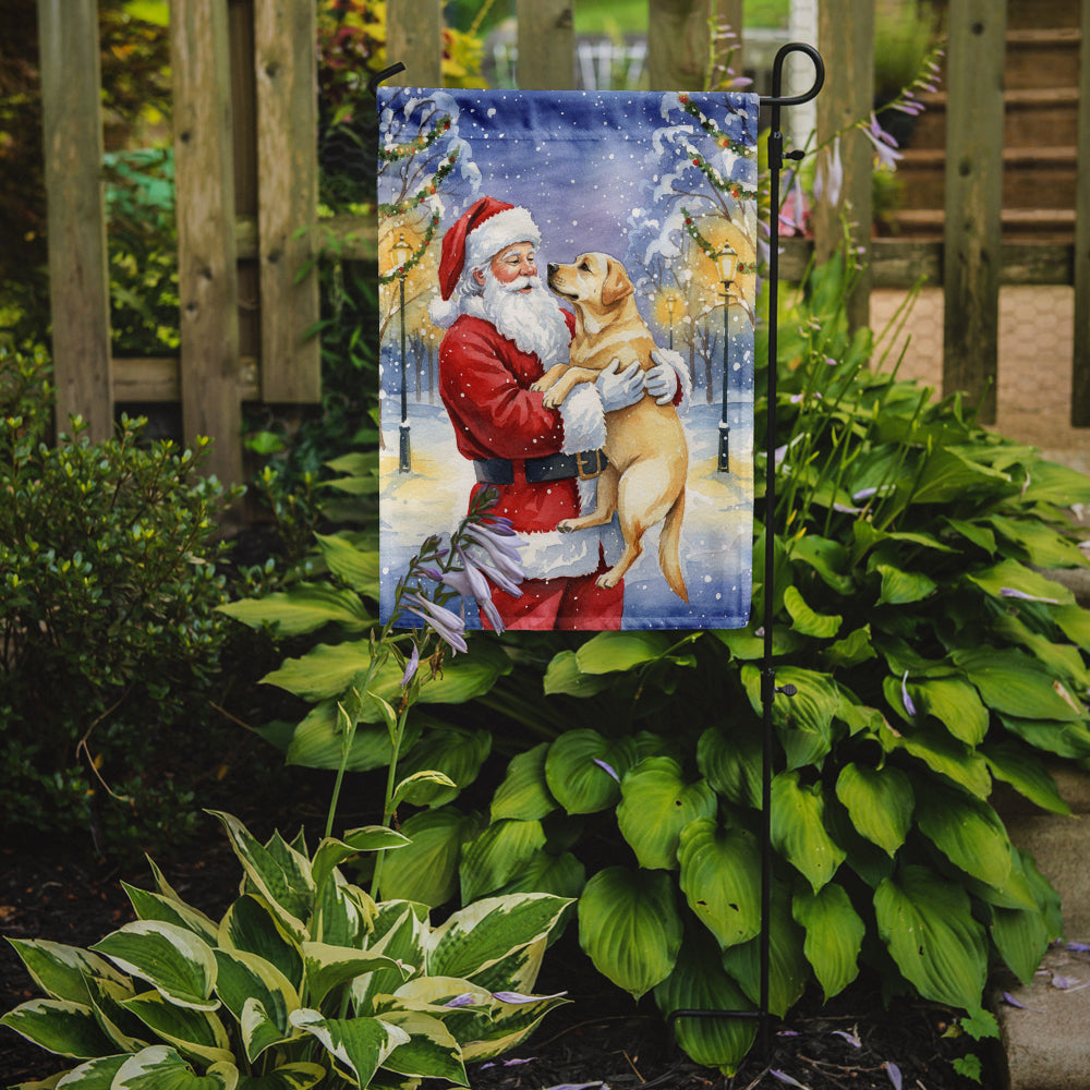 Yellow Labrador Retriever with Santa Claus Garden Flag Mailbox Decorative Yard Banner Outside Patio Artwork for Flower Beds, Garden Size, Multicolor