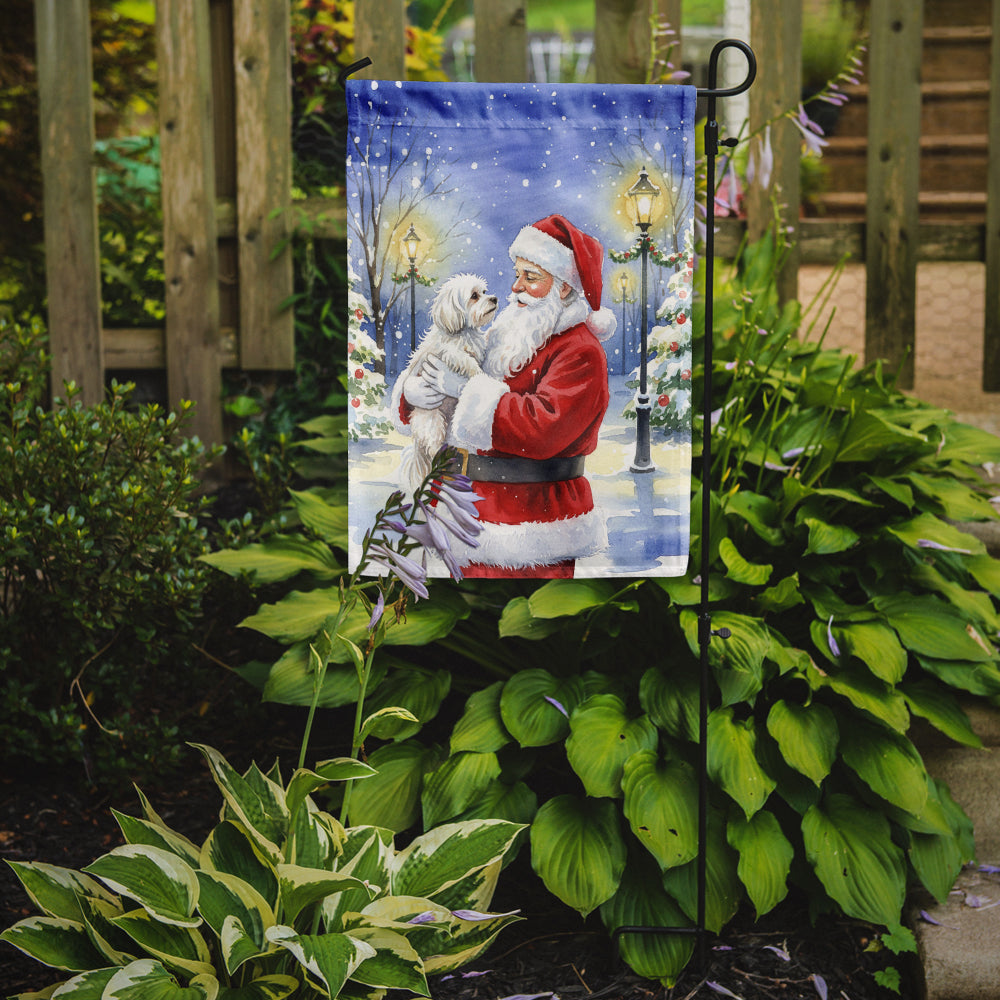 Maltese with Santa Claus Garden Flag Mailbox Decorative Yard Banner Outside Patio Artwork for Flower Beds, Garden Size, Multicolor