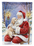 Maltipoo with Santa Claus House Flag 28x40 Porch Sleeve Pole Decorative Outside Yard Banner Artwork Wall Hanging, Polyester