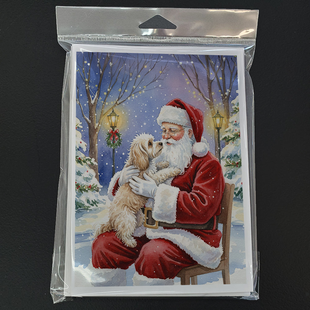 Maltipoo with Santa Claus Greeting Cards Pack of 8 Blank Cards with Envelopes Whimsical A7 Size 5x7