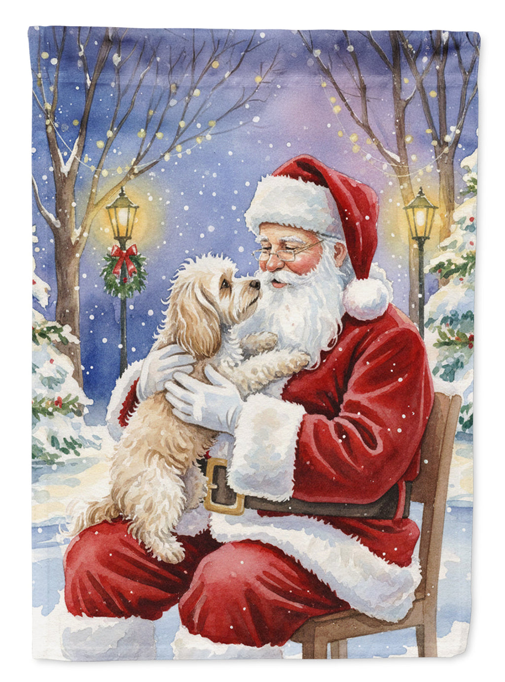 Maltipoo with Santa Claus Garden Flag Mailbox Decorative Yard Banner Outside Patio Artwork for Flower Beds, Garden Size, Multicolor