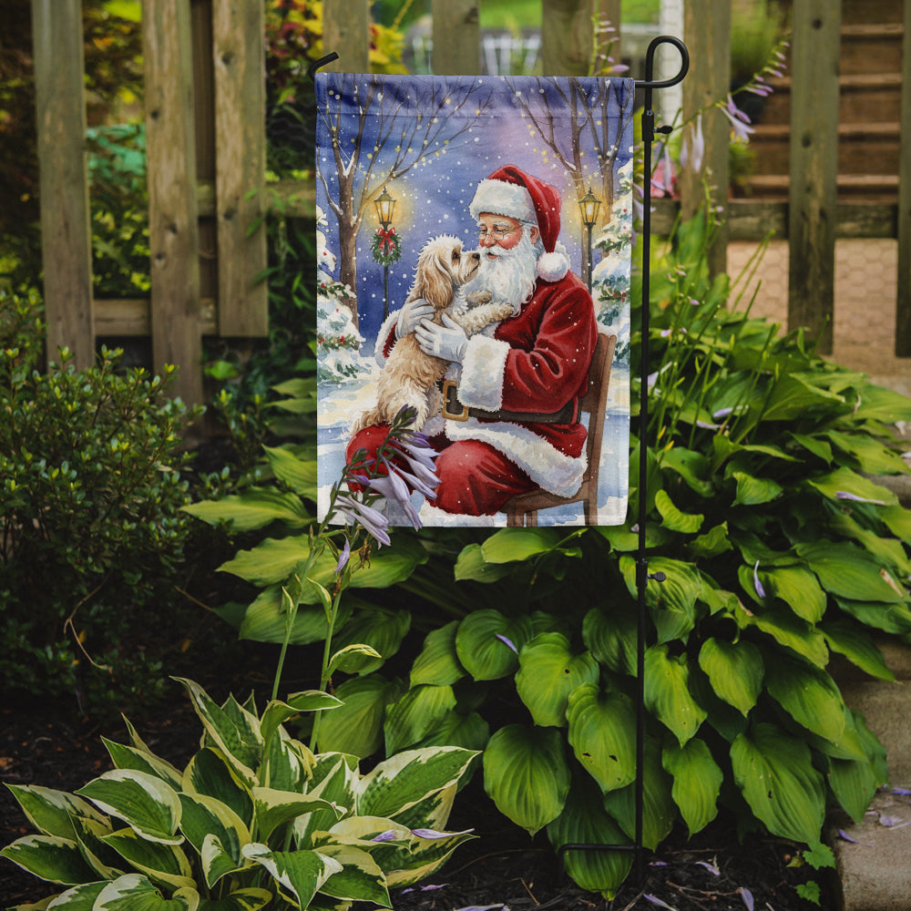 Maltipoo with Santa Claus Garden Flag Mailbox Decorative Yard Banner Outside Patio Artwork for Flower Beds, Garden Size, Multicolor