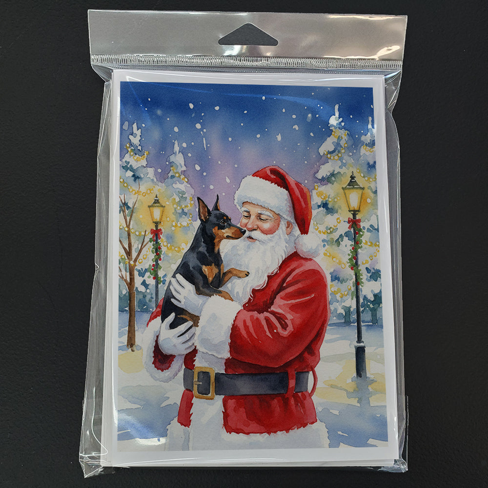 Manchester Terrier with Santa Claus Greeting Cards Pack of 8 Blank Cards with Envelopes Whimsical A7 Size 5x7