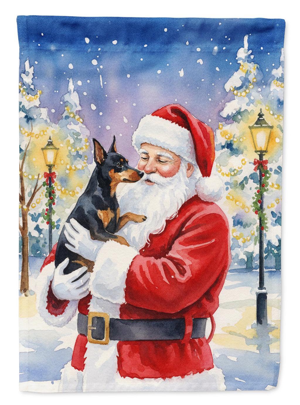 Manchester Terrier with Santa Claus Garden Flag Mailbox Decorative Yard Banner Outside Patio Artwork for Flower Beds, Garden Size, Multicolor