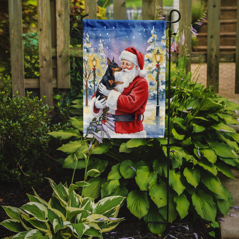 Manchester Terrier with Santa Claus Garden Flag Mailbox Decorative Yard Banner Outside Patio Artwork for Flower Beds, Garden Size, Multicolor