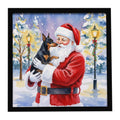 Manchester Terrier with Santa Claus Framed Metal Print Bathroom, Kitchen, Office, Home Decor Wall Art Ready to Hang, Square, 8X8