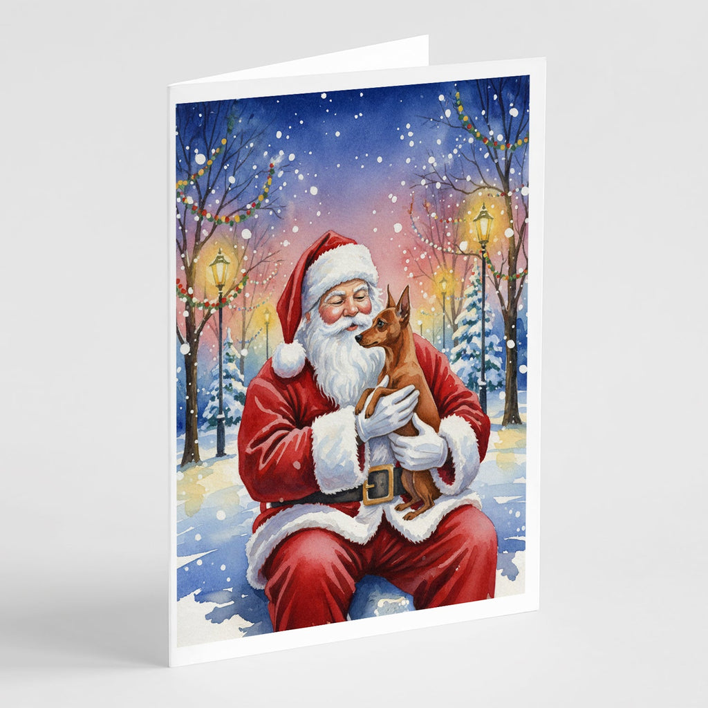 Red Miniature Pinscher with Santa Claus Greeting Cards Pack of 8 Blank Cards with Envelopes Whimsical A7 Size 5x7