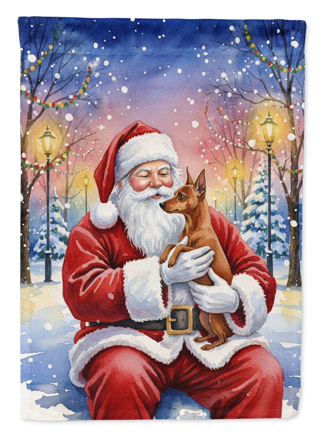 Red Miniature Pinscher with Santa Claus Garden Flag Mailbox Decorative Yard Banner Outside Patio Artwork for Flower Beds, Garden Size, Multicolor