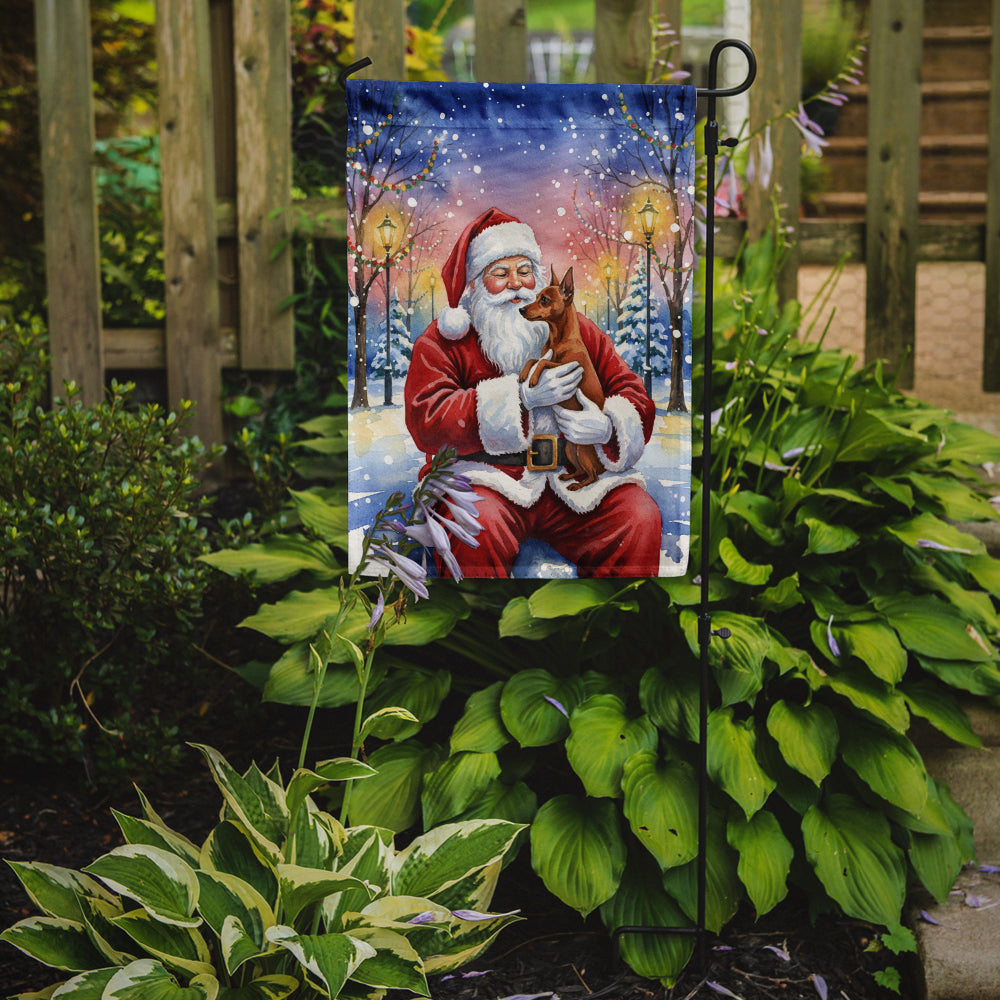 Red Miniature Pinscher with Santa Claus Garden Flag Mailbox Decorative Yard Banner Outside Patio Artwork for Flower Beds, Garden Size, Multicolor