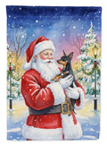 Miniature Pinscher with Santa Claus House Flag 28x40 Porch Sleeve Pole Decorative Outside Yard Banner Artwork Wall Hanging, Polyester