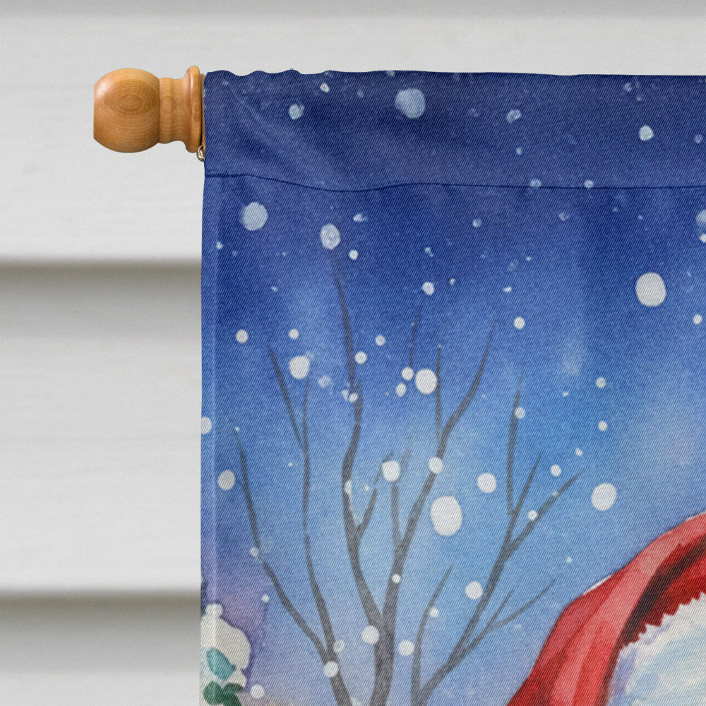 Miniature Pinscher with Santa Claus House Flag 28x40 Porch Sleeve Pole Decorative Outside Yard Banner Artwork Wall Hanging, Polyester