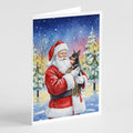 Miniature Pinscher with Santa Claus Greeting Cards Pack of 8 Blank Cards with Envelopes Whimsical A7 Size 5x7