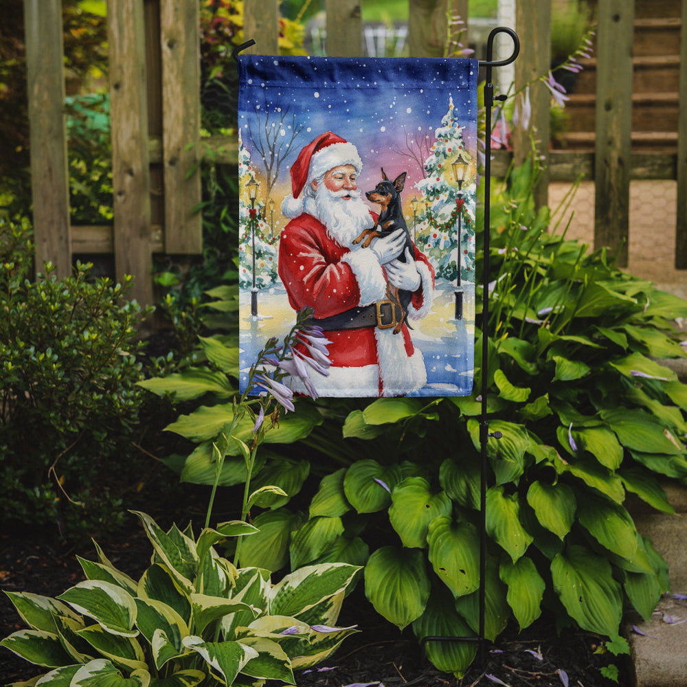 Miniature Pinscher with Santa Claus Garden Flag Mailbox Decorative Yard Banner Outside Patio Artwork for Flower Beds, Garden Size, Multicolor