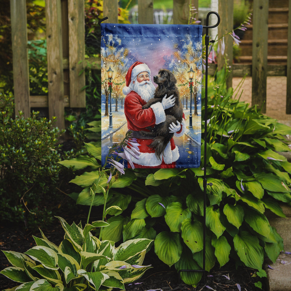 Newfoundland with Santa Claus Garden Flag Mailbox Decorative Yard Banner Outside Patio Artwork for Flower Beds, Garden Size, Multicolor