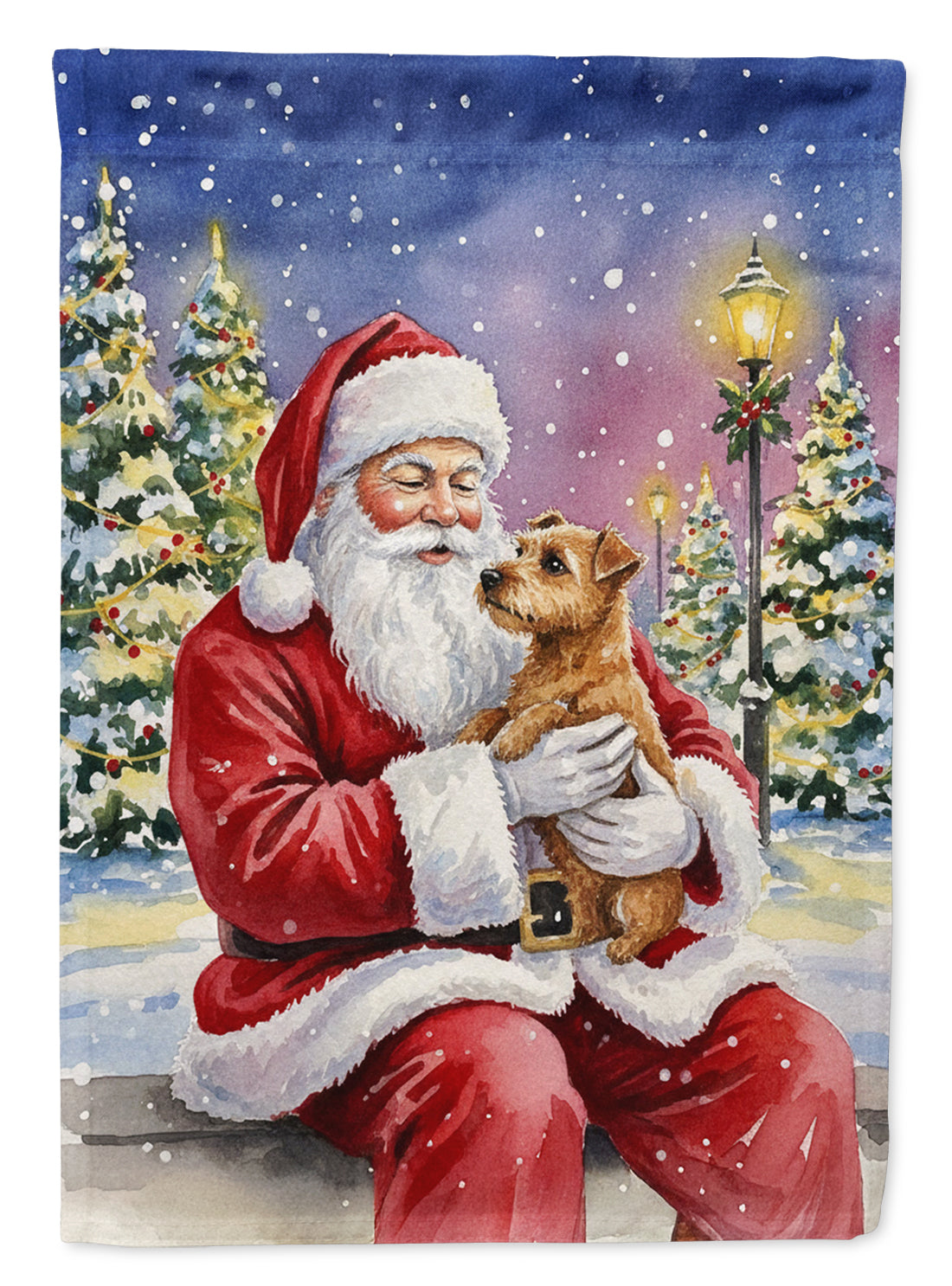 Norfolk Terrier with Santa Claus Garden Flag Mailbox Decorative Yard Banner Outside Patio Artwork for Flower Beds, Garden Size, Multicolor
