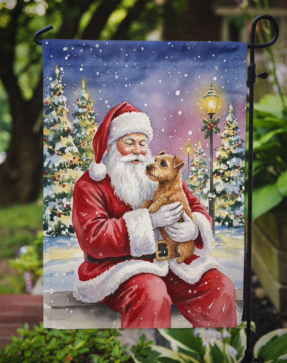 Norfolk Terrier with Santa Claus Garden Flag Mailbox Decorative Yard Banner Outside Patio Artwork for Flower Beds, Garden Size, Multicolor