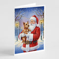 Norwich Terrier with Santa Claus Greeting Cards Pack of 8 Blank Cards with Envelopes Whimsical A7 Size 5x7