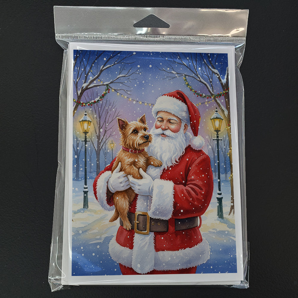 Norwich Terrier with Santa Claus Greeting Cards Pack of 8 Blank Cards with Envelopes Whimsical A7 Size 5x7
