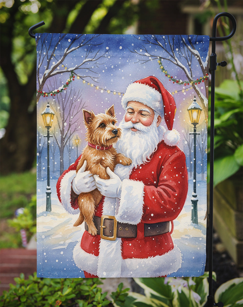 Norwich Terrier with Santa Claus Garden Flag Mailbox Decorative Yard Banner Outside Patio Artwork for Flower Beds, Garden Size, Multicolor