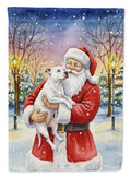 White Pit Bull Terrier with Santa Claus Garden Flag Mailbox Decorative Yard Banner Outside Patio Artwork for Flower Beds, Garden Size, Multicolor