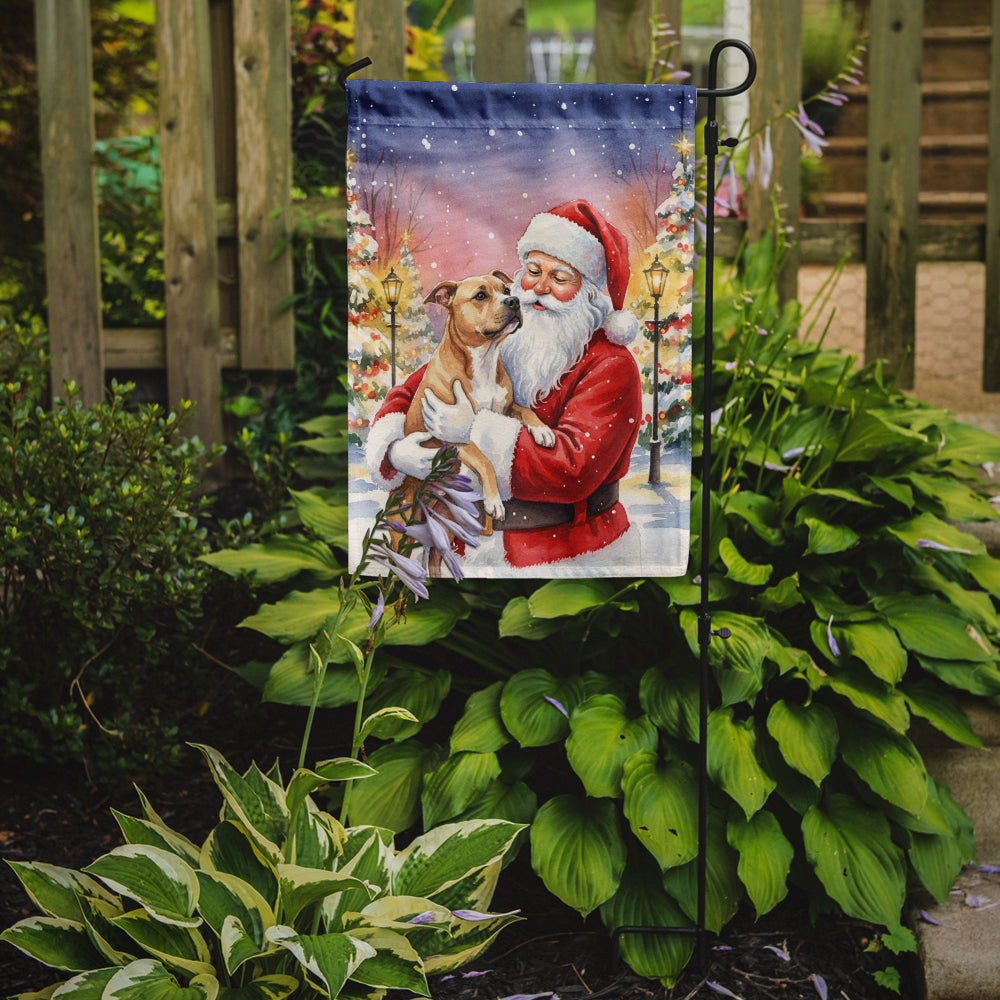 Pit Bull Terrier with Santa Claus Garden Flag Mailbox Decorative Yard Banner Outside Patio Artwork for Flower Beds, Garden Size, Multicolor