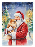 Pomeranian with Santa Claus Garden Flag Mailbox Decorative Yard Banner Outside Patio Artwork for Flower Beds, Garden Size, Multicolor