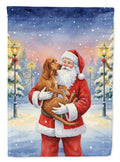 Redbone Coonhound with Santa Claus House Flag 28x40 Porch Sleeve Pole Decorative Outside Yard Banner Artwork Wall Hanging, Polyester