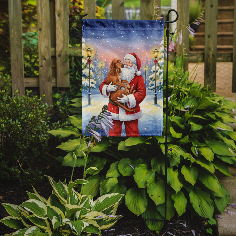 Redbone Coonhound with Santa Claus Garden Flag Mailbox Decorative Yard Banner Outside Patio Artwork for Flower Beds, Garden Size, Multicolor
