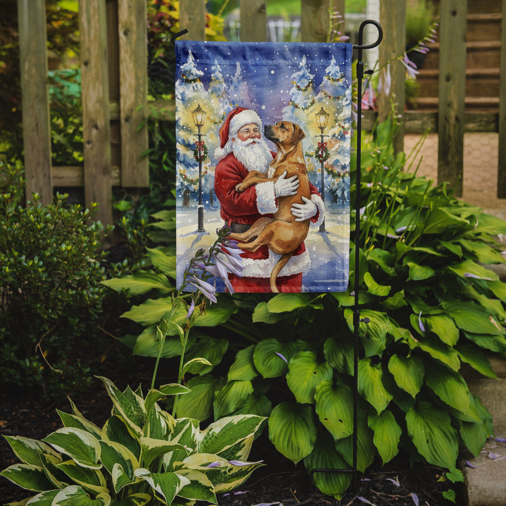 Rhodesian Ridgeback with Santa Claus Garden Flag Mailbox Decorative Yard Banner Outside Patio Artwork for Flower Beds, Garden Size, Multicolor