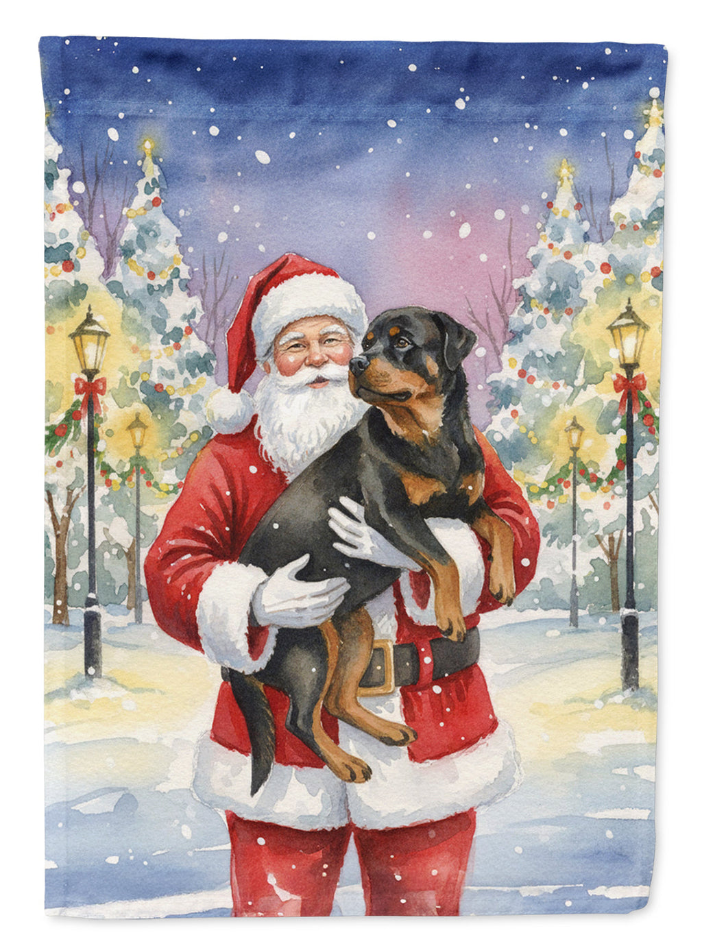 Rottweiler with Santa Claus Garden Flag Mailbox Decorative Yard Banner Outside Patio Artwork for Flower Beds, Garden Size, Multicolor