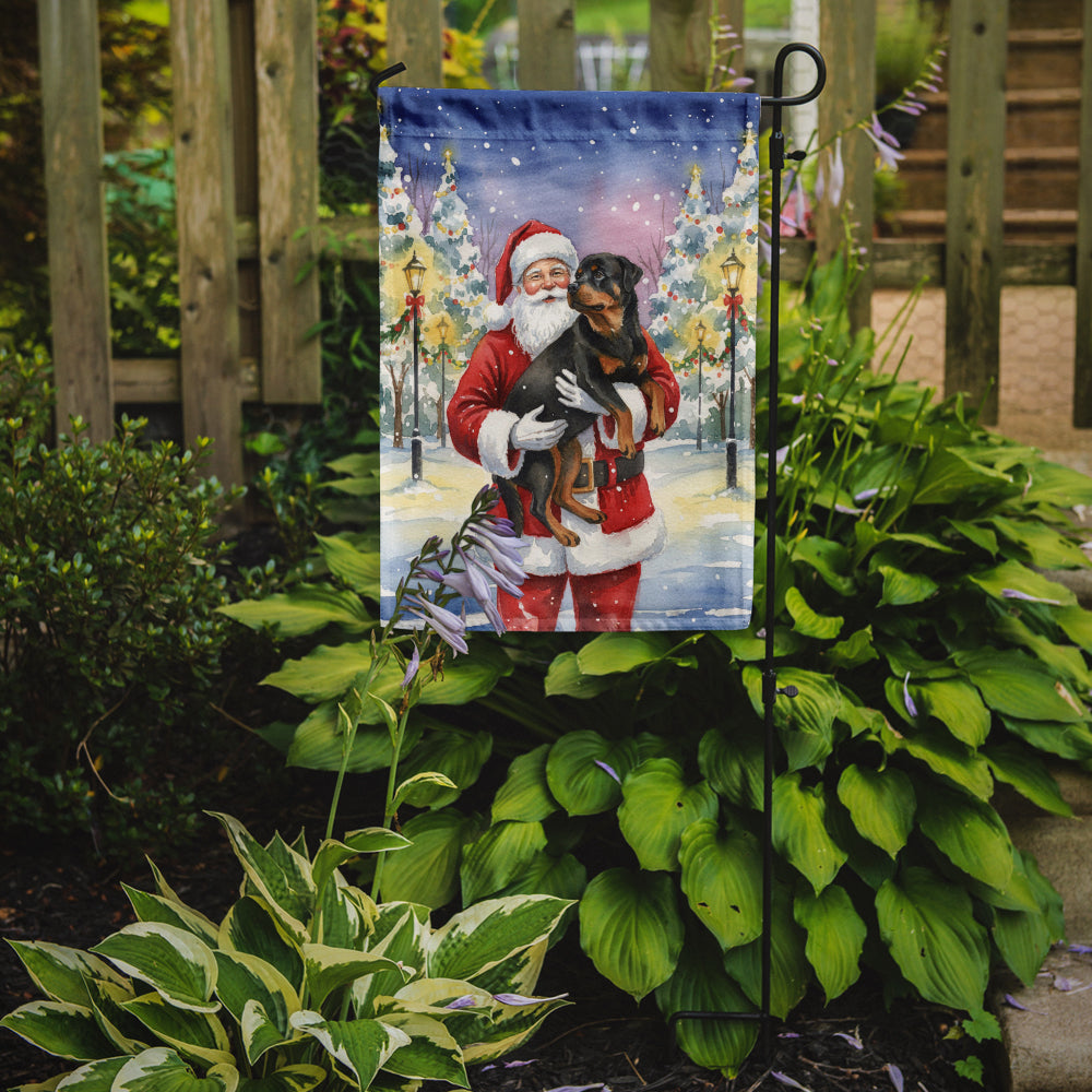 Rottweiler with Santa Claus Garden Flag Mailbox Decorative Yard Banner Outside Patio Artwork for Flower Beds, Garden Size, Multicolor