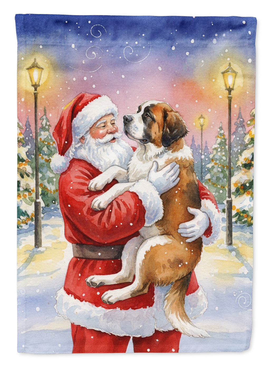 Saint Bernard with Santa Claus Garden Flag Mailbox Decorative Yard Banner Outside Patio Artwork for Flower Beds, Garden Size, Multicolor