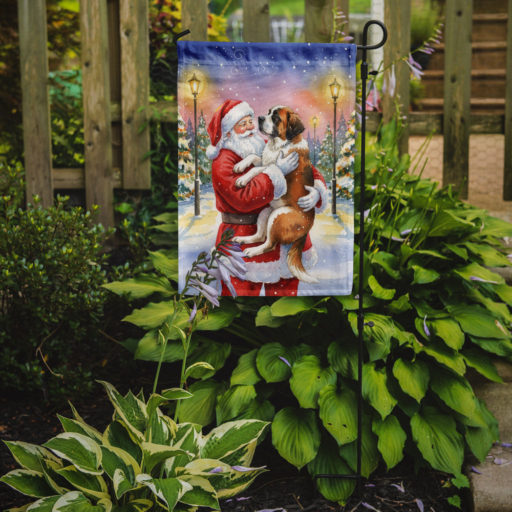 Saint Bernard with Santa Claus Garden Flag Mailbox Decorative Yard Banner Outside Patio Artwork for Flower Beds, Garden Size, Multicolor