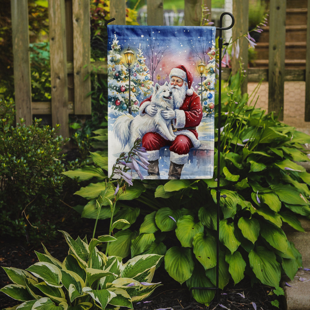 Samoyed with Santa Claus Garden Flag Mailbox Decorative Yard Banner Outside Patio Artwork for Flower Beds, Garden Size, Multicolor