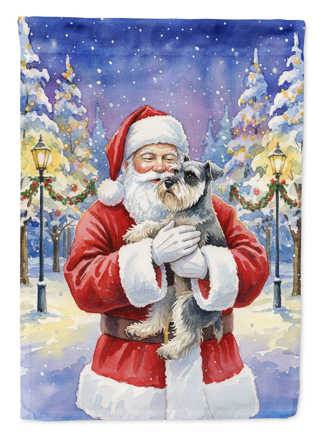 Schnauzer with Santa Claus Garden Flag Mailbox Decorative Yard Banner Outside Patio Artwork for Flower Beds, Garden Size, Multicolor