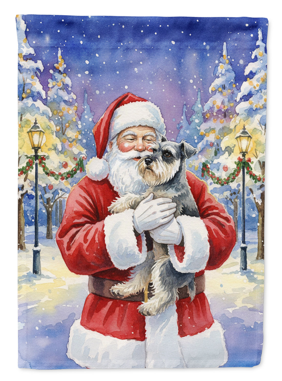 Schnauzer with Santa Claus Garden Flag Mailbox Decorative Yard Banner Outside Patio Artwork for Flower Beds, Garden Size, Multicolor