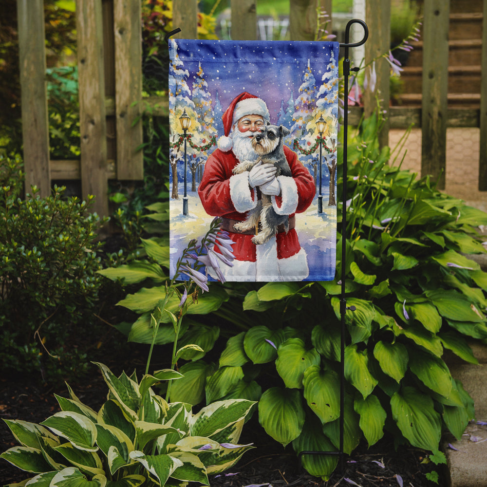 Schnauzer with Santa Claus Garden Flag Mailbox Decorative Yard Banner Outside Patio Artwork for Flower Beds, Garden Size, Multicolor