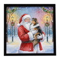 Sheltie with Santa Claus Framed Metal Print Bathroom, Kitchen, Office, Home Decor Wall Art Ready to Hang, Square, 8X8