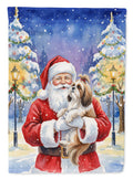 Shih Tzu with Santa Claus House Flag 28x40 Porch Sleeve Pole Decorative Outside Yard Banner Artwork Wall Hanging, Polyester