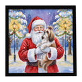 Shih Tzu with Santa Claus Framed Metal Print Bathroom, Kitchen, Office, Home Decor Wall Art Ready to Hang, Square, 8X8