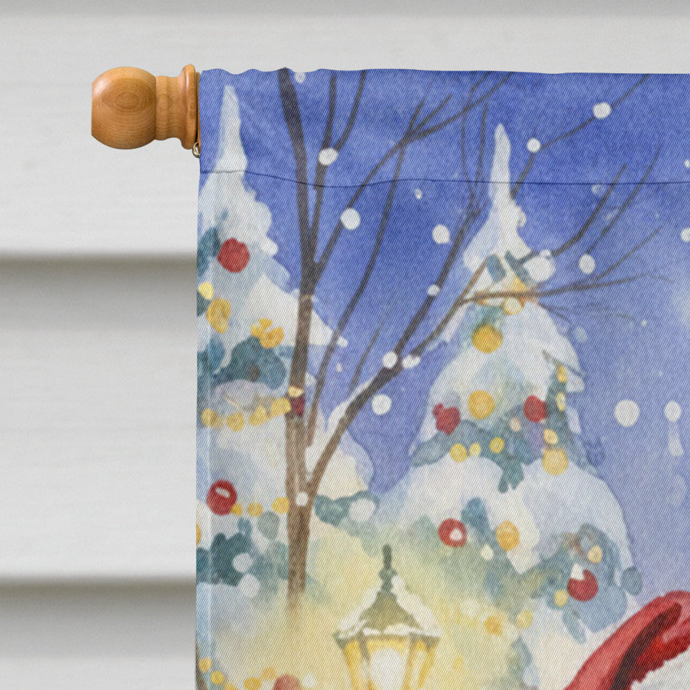 Siberian Husky with Santa Claus House Flag 28x40 Porch Sleeve Pole Decorative Outside Yard Banner Artwork Wall Hanging, Polyester
