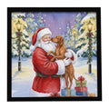 Vizsla with Santa Claus Framed Metal Print Bathroom, Kitchen, Office, Home Decor Wall Art Ready to Hang, Square, 8X8