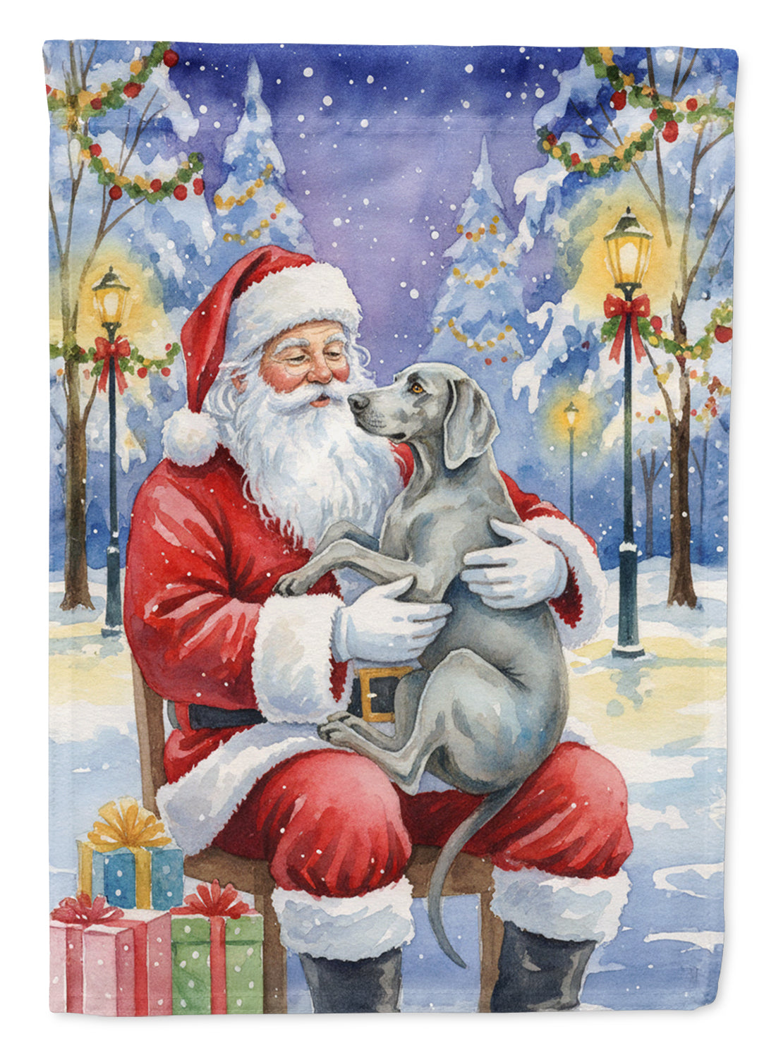 Weimaraner with Santa Claus Garden Flag Mailbox Decorative Yard Banner Outside Patio Artwork for Flower Beds, Garden Size, Multicolor