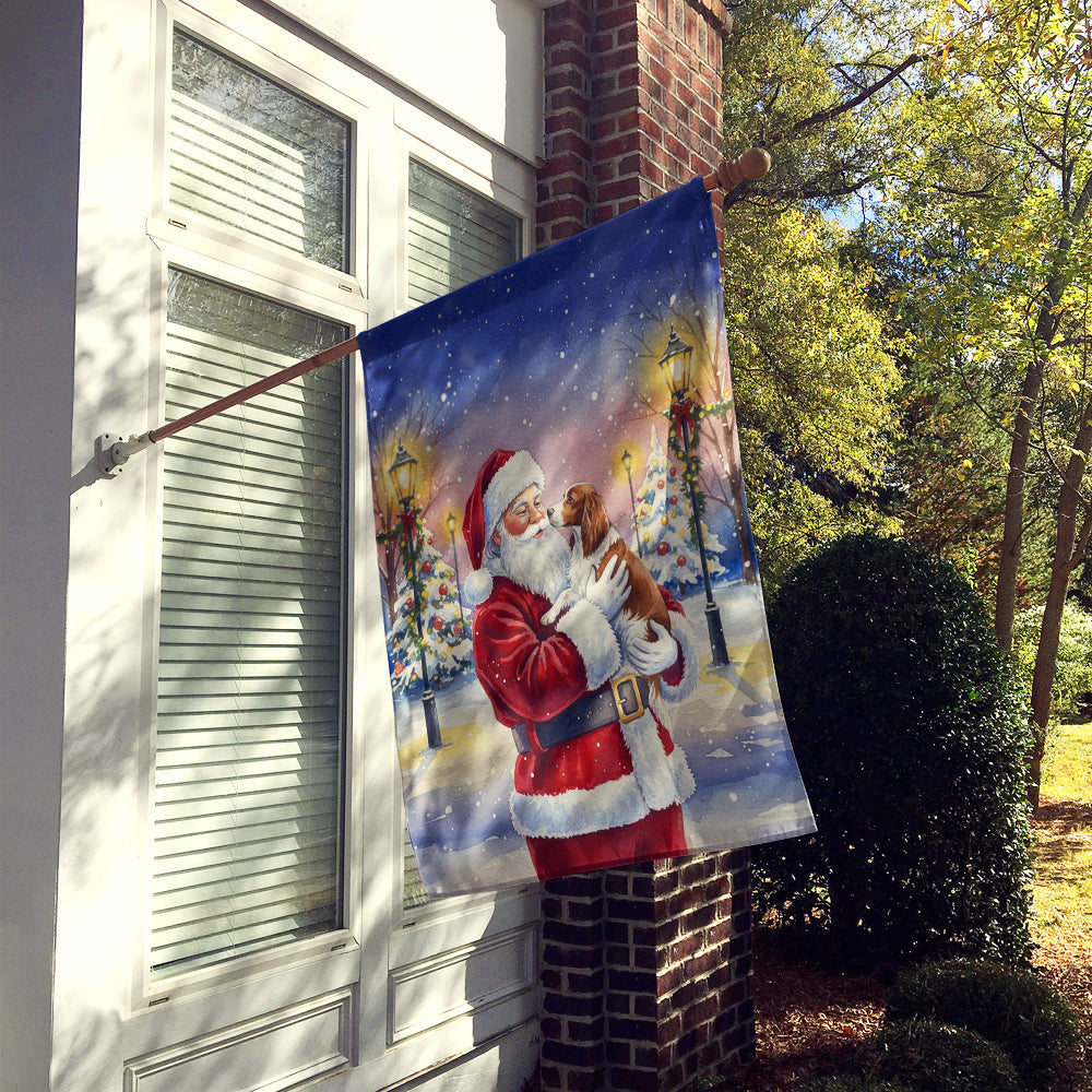Welsh Springer Spaniel with Santa Claus House Flag 28x40 Porch Sleeve Pole Decorative Outside Yard Banner Artwork Wall Hanging, Polyester