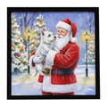 Westie with Santa Claus Framed Metal Print Bathroom, Kitchen, Office, Home Decor Wall Art Ready to Hang, Square, 8X8