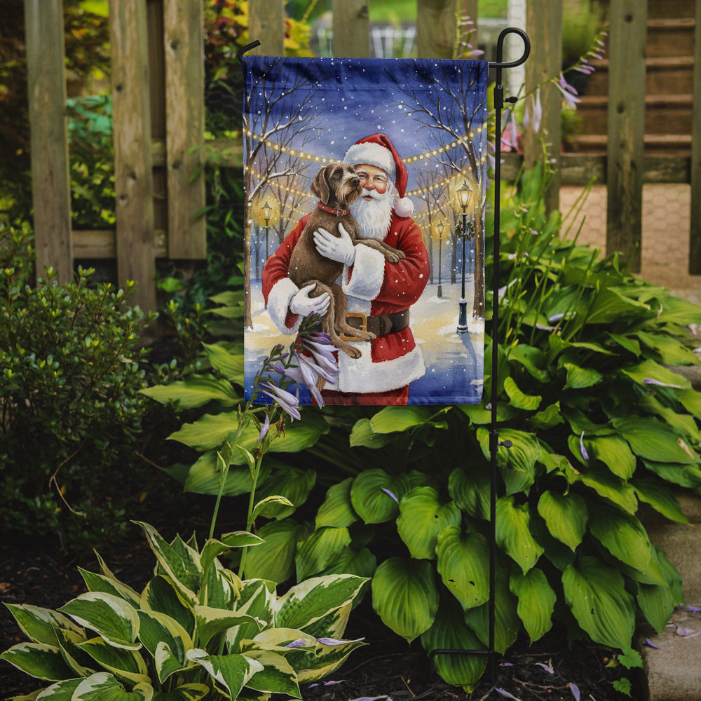 Wirehaired Pointing Griffon with Santa Claus Garden Flag Mailbox Decorative Yard Banner Outside Patio Artwork for Flower Beds, Garden Size, Multicolor