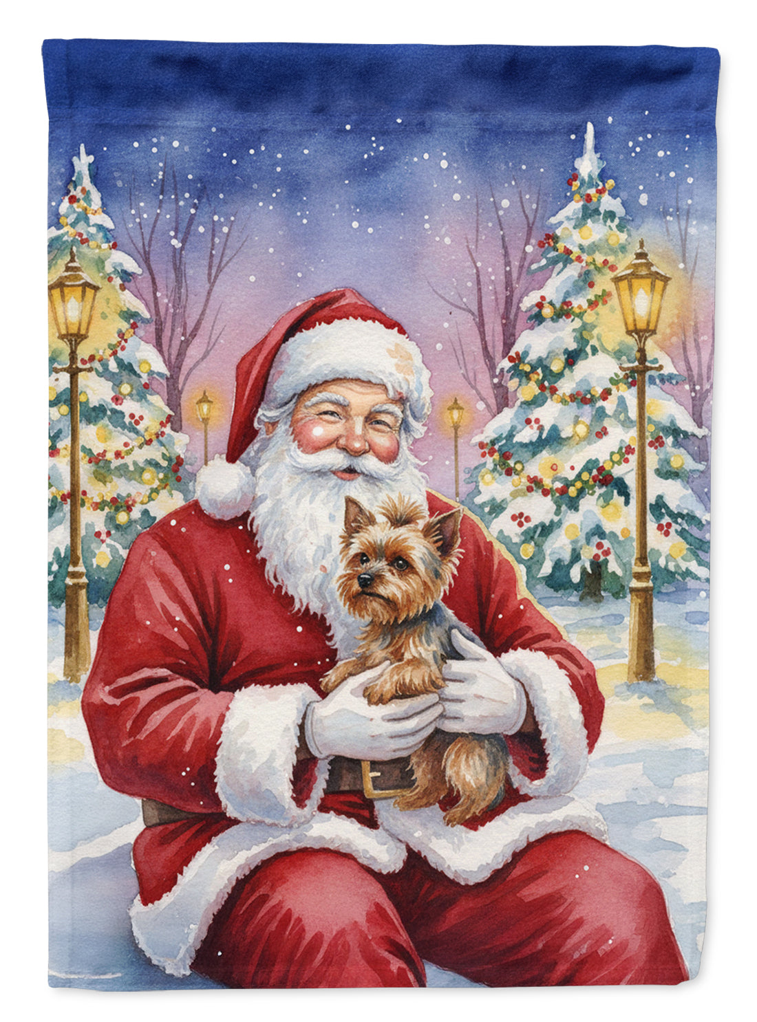 Yorkshire Terrier with Santa Claus Garden Flag Mailbox Decorative Yard Banner Outside Patio Artwork for Flower Beds, Garden Size, Multicolor