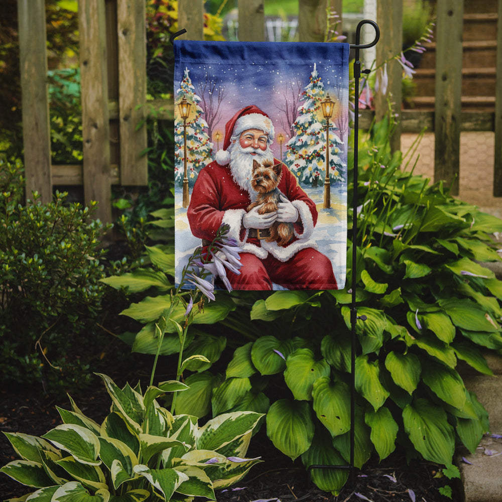 Yorkshire Terrier with Santa Claus Garden Flag Mailbox Decorative Yard Banner Outside Patio Artwork for Flower Beds, Garden Size, Multicolor